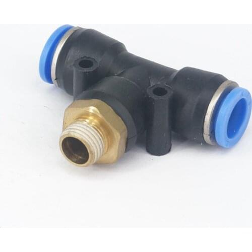 LOT 5 1/4" BSP male to Fit Tube O/D 12mm Pneumatic Tee 3 Way Push In Connector Union Quick Release Air Fitting Plumbing