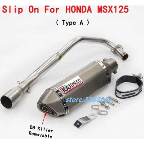 Full Exhaust System For MSX 125 Motorcycle Exhaust Muffler KAJIMAOYI With DB Killer Connect Pipe For HONDA MSX125 Mid Link Pipe