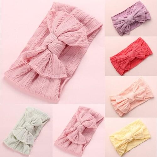 Girls Kids Baby Bow Hairband Headband Stretch Soft Turban Knot Head Wrap Solid Hair Accessories New