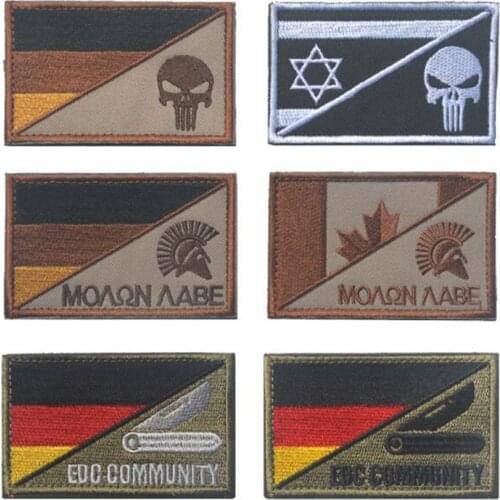 Embroidered Armband Germany Spartan Banner Israel Flag Patch Tactics 3D Battle Badge Armband Badge Patch For Backpack Jacket