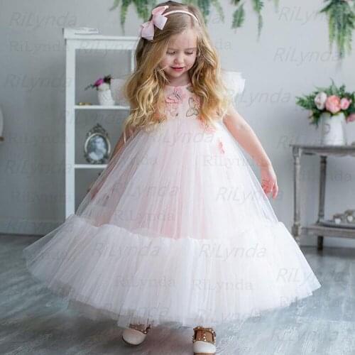 Puffy Floral Simple Flower Girl Dresses Emboridery Flower Applique Prom Dress Kids Puffy Ball Gown,Celebrity Dress