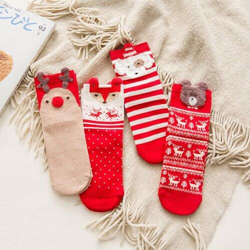 Christmas Socks Winter Autumn Women Men Novelty Socks Combed Cotton Christmas Gift Elk Cartoon Pattern Funny Socks