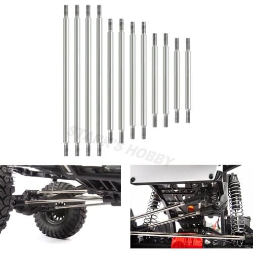 12pcs Link Stainless Steel Connecting Rod with Dual End Thread for 1/10 RC crawler Traxxas TRX6 G63 Upgrade Parts