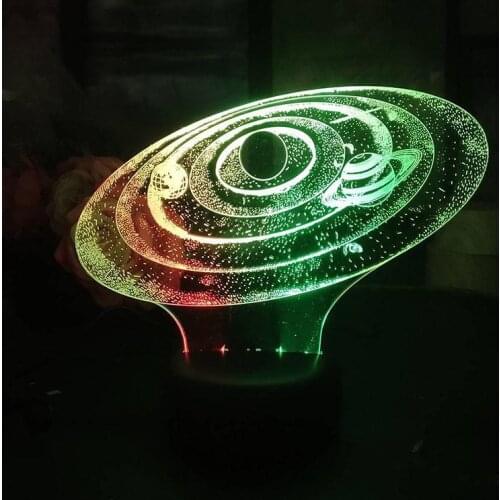 Solar System Led 3d 7 Color Night Light Creative Visual Touch Charging Usb Night Light Atmosphere Gift Decoration Kids Lamp