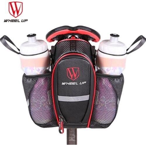 WHEEL UP Bicycle Saddle Bag With Water Bottle Pocket MTB Bike Rear Bags Waterproof Cycling Rear Seat Tail Bag Bike Accessories
