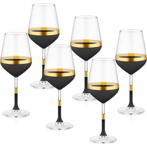 The Mia Glow Wine Goblet 6 Pieces Set Black & Gold GLW0001