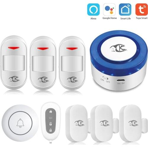 Smart home security wifi alarm siren for smart life free APP compatible motion sensor detector