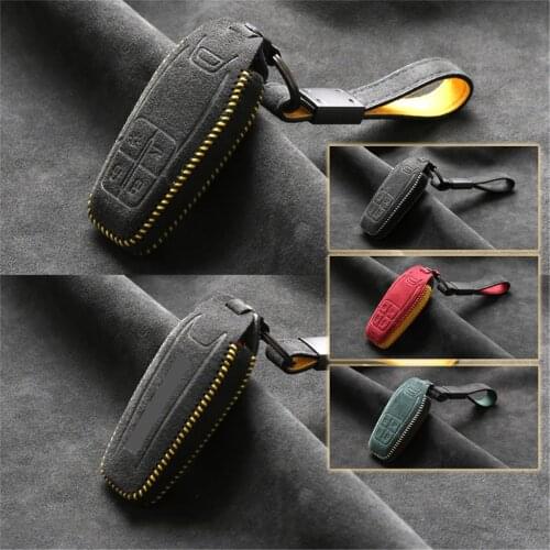 Suede Leather Car Remote Smart Key Cover Case Fob Holder Shell Keychain Fit For Ferrari 488 2017 2018 Holder New Accessories