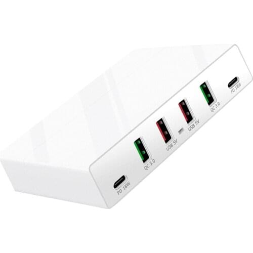 USB Charger 6 Port PD+QC3.0 Multifunctional Quick Charging Portable Charger for Mobile Phone Tablet Laptop USB Devices Charger