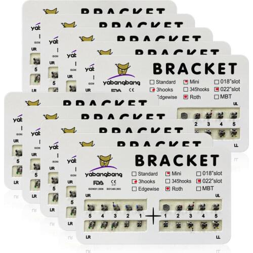 10 Packs/200Pcs Dental Orthodontic Metal Braces Bracket Mini Roth 022"Slot 3 Hooks For Orthodontic Dental Treatment