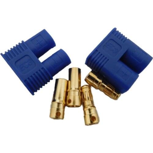 100 Pair EC3 Battery Connector 3.5mm Gold Connector with Blue Housing Male & Female Plugs for RC Lipo