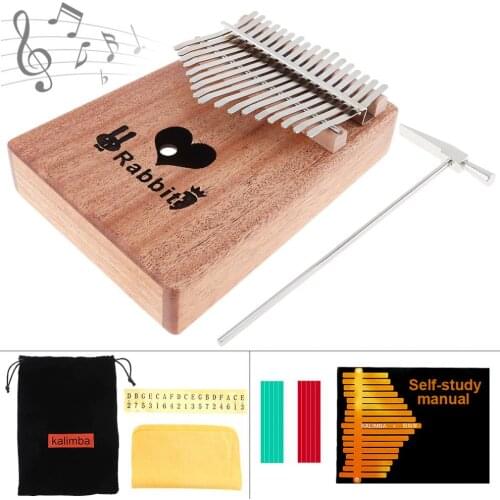 17 Key Kalimba Solid Mahogany Thumb Piano with Heart Sound Hole Mbira Natural Mini Keyboard Instrument Thumb Piano