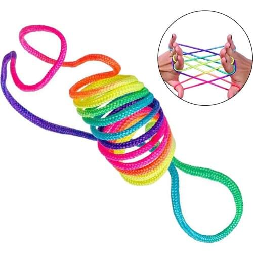 2pc/5pc Rainbow Coloured Thread Toy Rope Finger Rope Puzzle Creates Various Figures 165cm