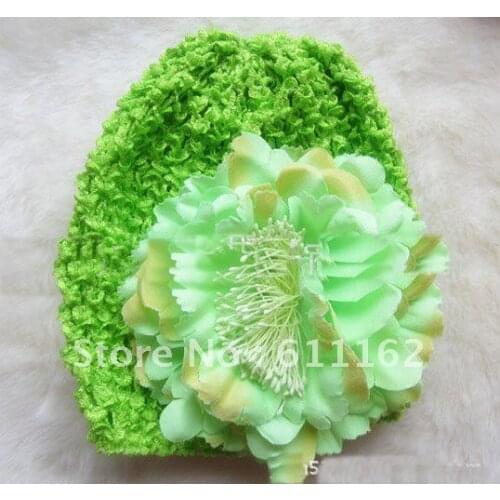 2013 top quality 100pcs Size :14-15cm the Korean silk hair cap, bonnet, large flower peony + hat 10 color spot
