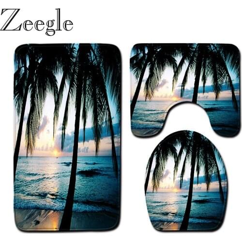 3pcs/set Bathroom Carpet Mat Bath Mat Set Flannel Washable Anti-Slip Bath Mat Carpet Bathroom Toliet Rug Floor Mat