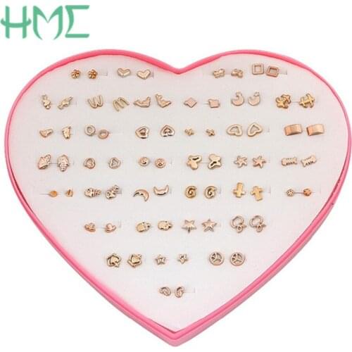 36Pairs Random Mixed Gold Geometric Plastic Needle Stud Earrings Set For Women Jewelry Brincos Oorbellen Kids Christmas Gift