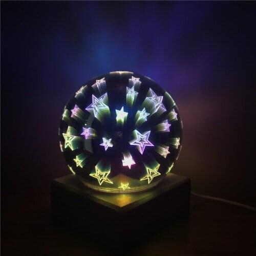 3D Projection Lamp USB Pyrotechnic Night Light Glass Star Atmosphere Light Glass Ball 4 Kinds of Fashionable Decorative Lights