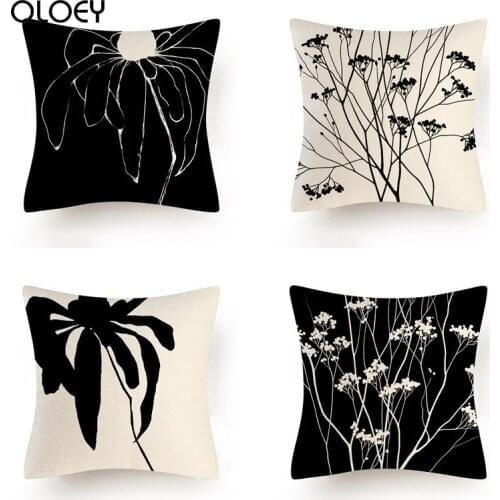 45x45cm Modern Ink Painting Flower Cushion Cover Waist Cushion Cover Home Decoration Christmas Hotel Decoration Cushion Cover