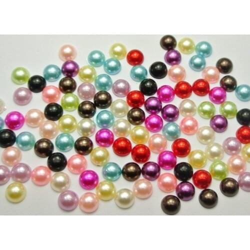 500 Mixed Colour Half Pearl Bead 8mm Flat Back Round Gems Scrapbook Craft