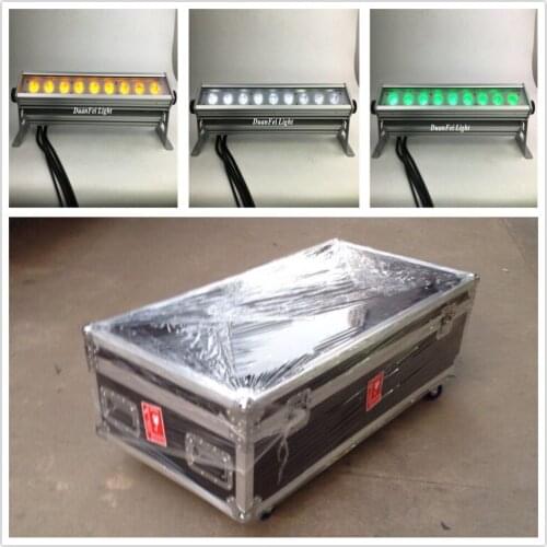 8pieces+flightcase 9pcs 18w wall washer led outdoor building landscape line led bar dmx led bar rgbw uv