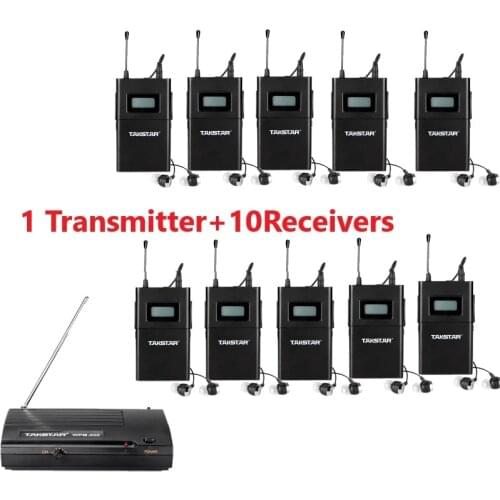 Takstar wpm-200/wpm200 Wireless Monitor System UHF In-Ear Stereo Wireless Headset Stage monitors 1 Transmitter+10 Receivers