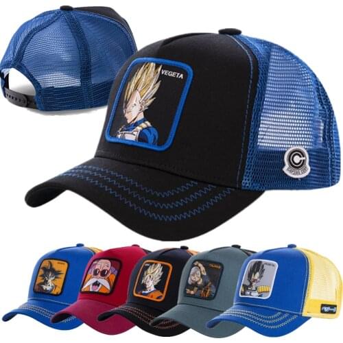 New Mesh Hat Vegeta Baseball Cap High Quality Curved Brim Black & Blue Snapback Cap Gorras Casquette Dropshipping