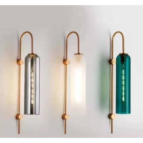 ForLiving Room Bedside Bedroom Study Living Room Aisle Decoration Lamp Art Wall Lamp Blue White Glass tube Wall Lamp