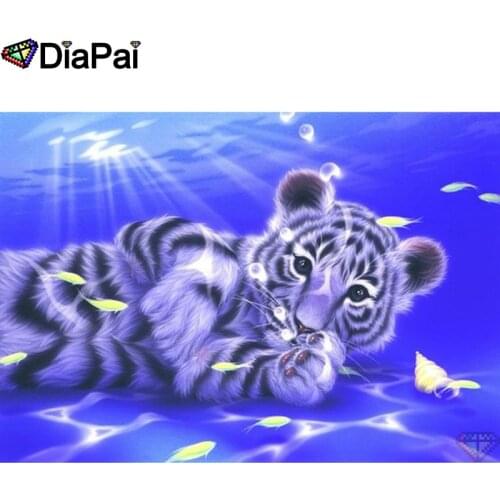 DIAPAI 5D DIY Diamond Painting 100% Full Square/Round Drill "Animal tiger" Diamond Embroidery Cross Stitch 3D Decor A21936