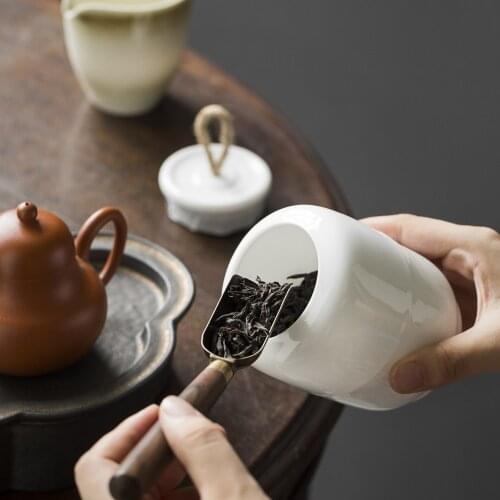 Kiln White Tea Pot Large Sealed Ceramic Pot Jade Porcelain Storage Tank Full Color Tea Warehouse Tea Storage tea container