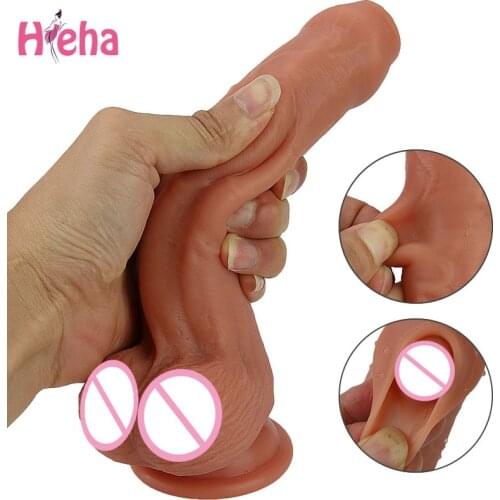 Soft Silicone Foreskin Dildo Suction Cup Dick Penis Sex Toys for Women Vagina Anal Masturbation Adult Sex Toy Realistic Penis