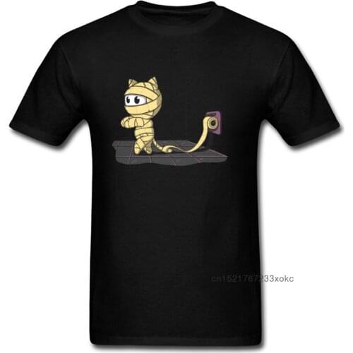 Toilet Paper Mummy Cat T Shirt Funny Halloween Clothing Men Tops Moto Biker Tees Black Tshirt Cotton Cartoon T-shirt