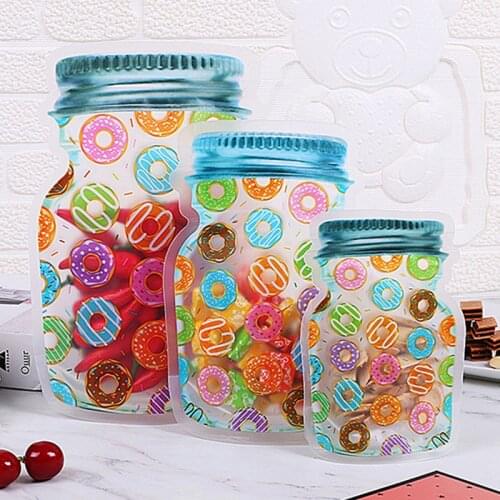 Quality Thick Mason Jar Ziplock Packaging Bags Resealable Fidge Fruits Snack Tea Chocolate Beverage Juice Stand Up Pouches