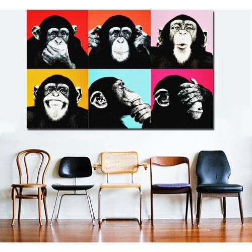 Andy Warhol Colorful Monkey Animal Poster Print Canvas Paintings For Living Room Wall Art Cuadros Pictures Unframed