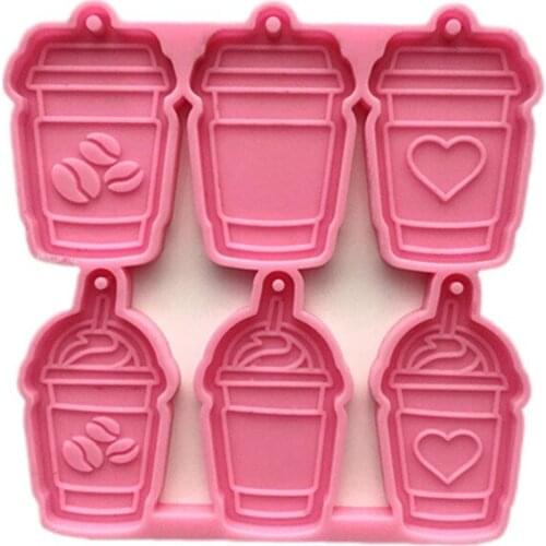Coffee Cup Keychain Silicone Mold DIY Earring Decoration Pendant Crystal Epoxy Resin Mold
