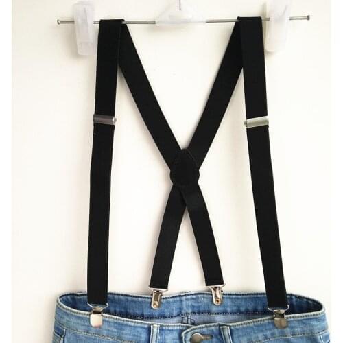 Cool Black Suspenders Men Women Strong Elastic Strap Adujutable Clips Children Suspender Braces Boys Gift BD055