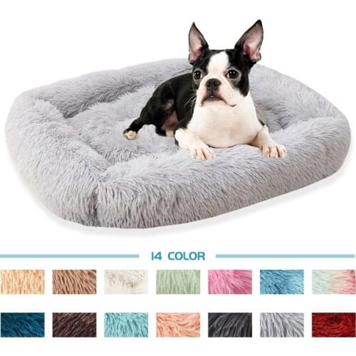 Square Dogs Beds Thicken Pets Cushion Long Plush Cats Sofa Non-slip Sleeping House Indoor Kennel for Small Large Dogs Supplies