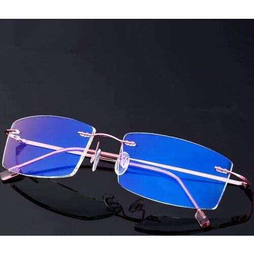Lightweight Rimless Glasses Frame Memory Titanium Eyeglasses Women Men Square Myopia Optical Glasses Frames Oculos De Grau