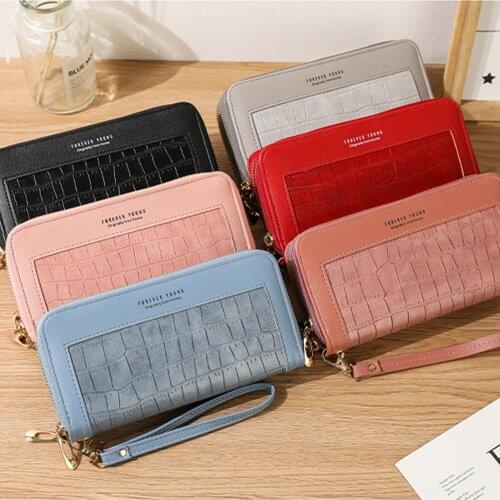Hot sale 2020 new style women wallets long style large capacity double zipper clutch double layer clutch bag fashion wallets