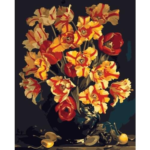MaHuaf-i503 tulip fruits Still life DIY oil painting by numbers on canvas Europe decoration artwork picture for living room