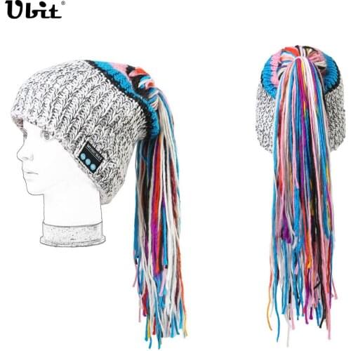 Ubit Fashion Chic Winter Warm Knit Muisc Hat Bluetooth Wireless Headphone Headset Beanie with Mic Hands Free For Smartphone