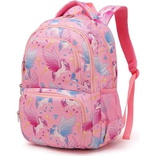 Fashion Girls Unicorn Printing School Bag Cute Waterproof Primary School Kids Backpack