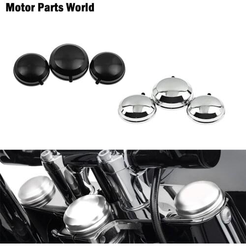 Motorcycle Black/Chrome Upper Fork Stem Nut Covers CNC Aluminum For Harley Dyna Wide Glide Low Rider Fat Bob FXDF FLSTC FLSTN
