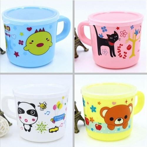 Cartoon Toddler Child Plastic Drinking Cups Kids Cup Printing Reusable Drinking Cup Handle