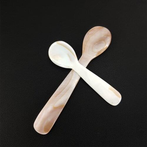 New 2pcs 9.2cm/13cm Natural conch shell spoon condiment spoon coffee caviar dessert spoons Mask spoon