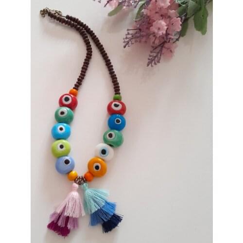 Goodtime Evil Eye Beaded & Basement Stone Necklace Women Handmade Jewelry