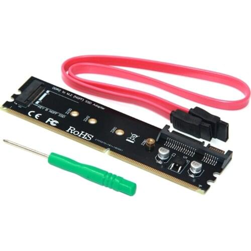 DDR to M.2 SSD Expansion Card SATA 15P Power Supply SATA to M.2 NGFF Adapter Card Compatible with DDR2 DDR3 DDR4