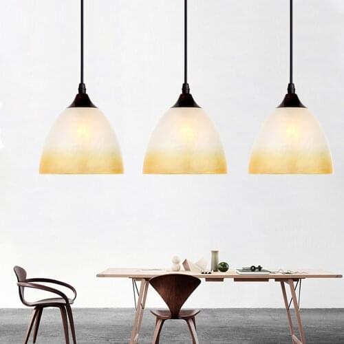 Modern Glass Shade Dining Room Pendent light Restaurant Hanging Lamps Metal Top Kitchen Room Bar Counter Pendant Lamps