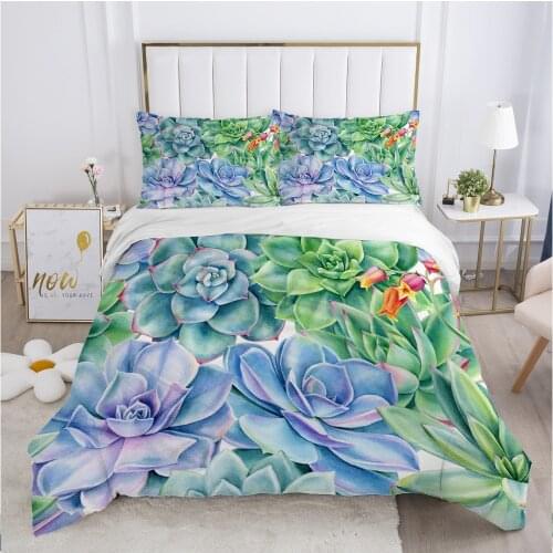 Nordic bedding set Duvet cover set pillow case 50x75 Bed linens Bed cover 220x240 140x200 150*200 Cactus flower