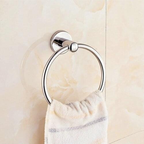 Self Adhesive Towel Rings Stainless Steel Round Bathroom Towels Holder Wall Mounted Hand Towel Rails For Kitchen Bath Room #P2