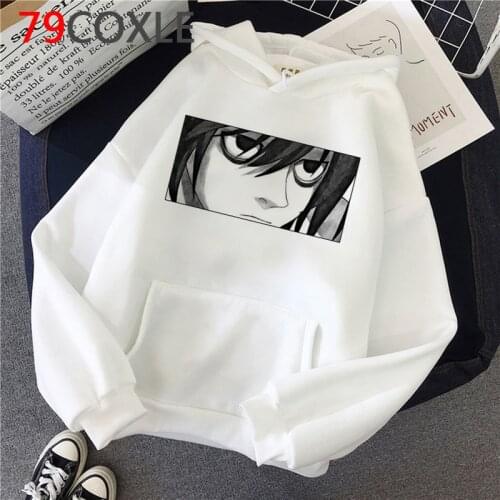 Hot Japanese Anime Death Note Graphic Hoodies Women Kawaii 2021 Winter Warm Clothing Harajuku Cartoon Unisex Sweatshirts Female